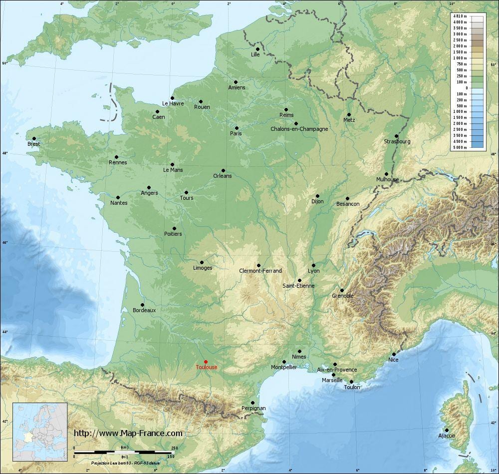 geografiese kaart van Toulouse