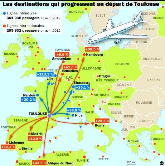 kaart van Toulouse bestemmings lughawe