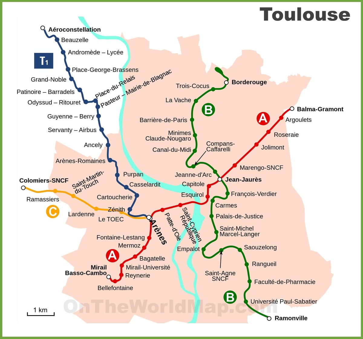 Toulouse ondergrondse kaart