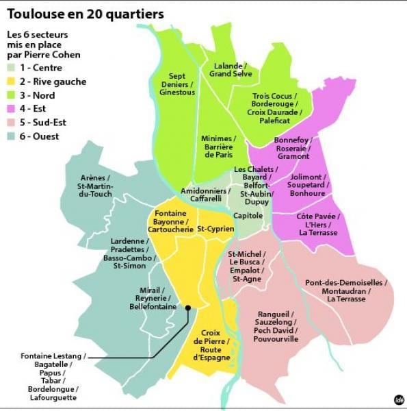 kaart van Toulouse omgewing