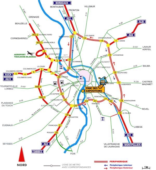 kaart van Toulouse snelweg