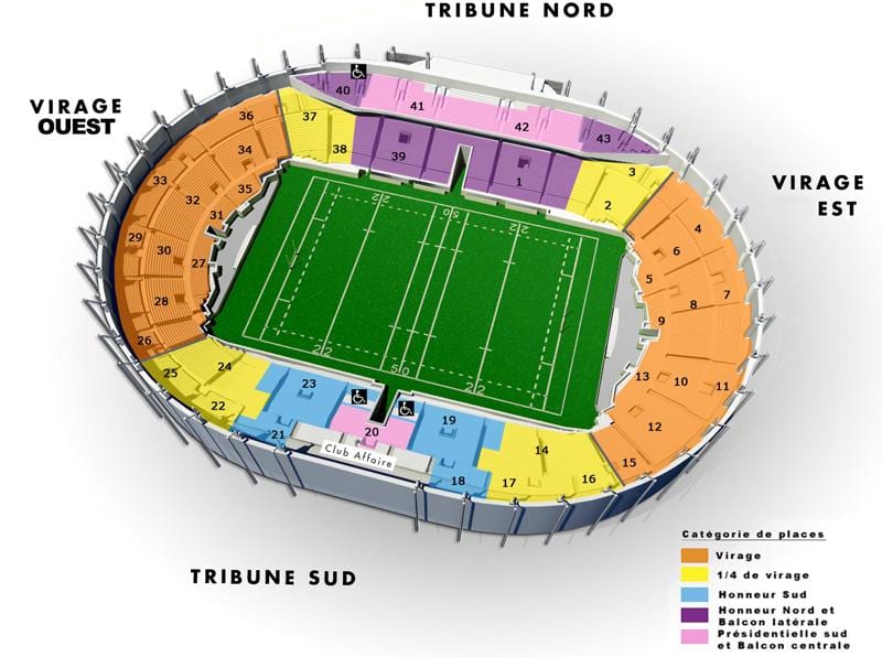 kaart van Toulouse-stadion 