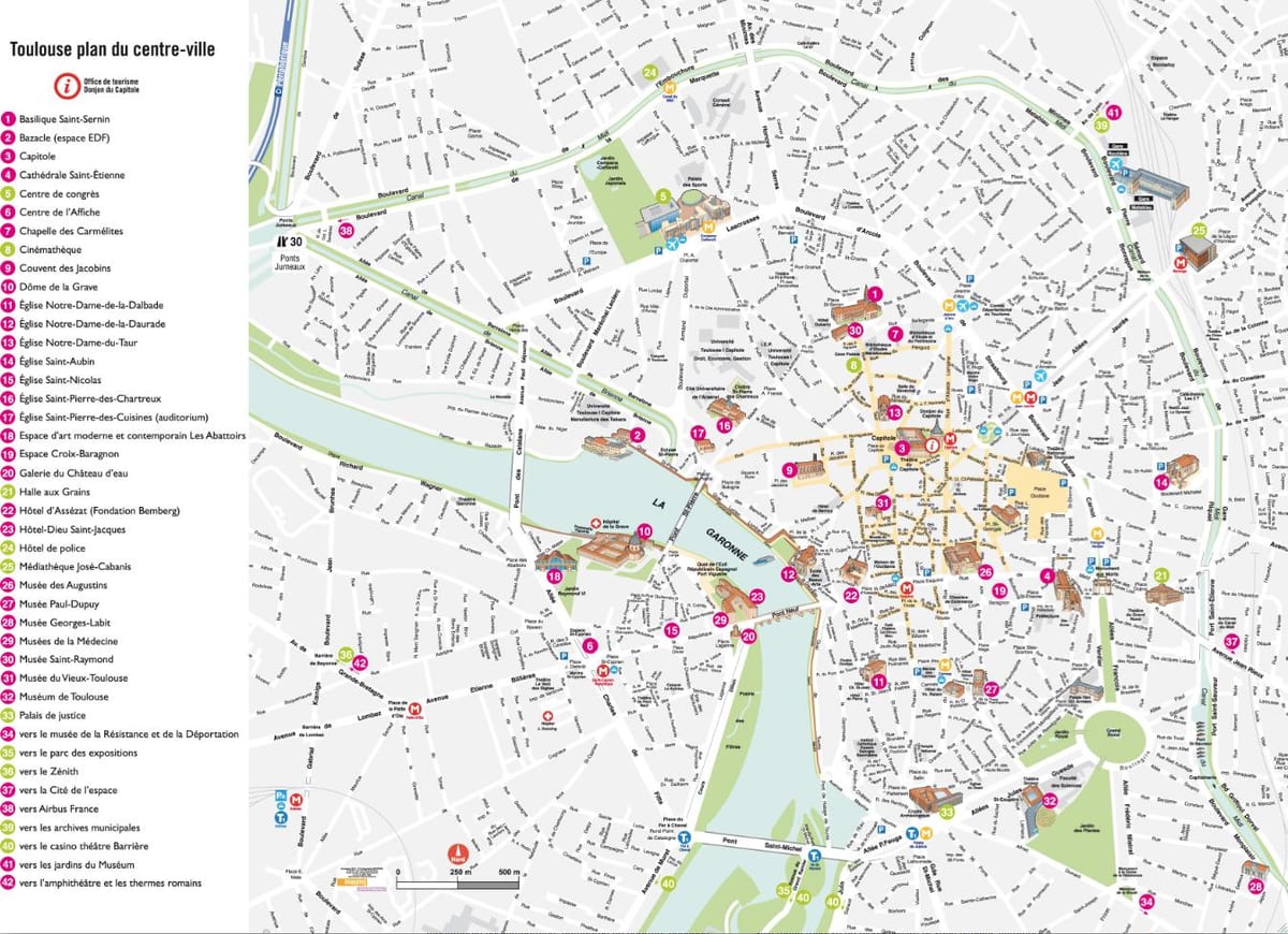 Toulouse toerisme kaart