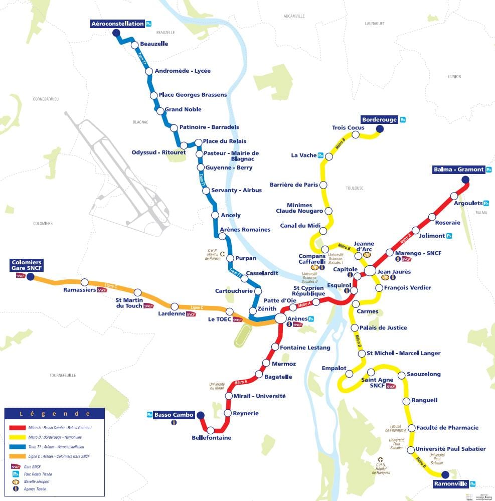 kaart van Toulouse tram
